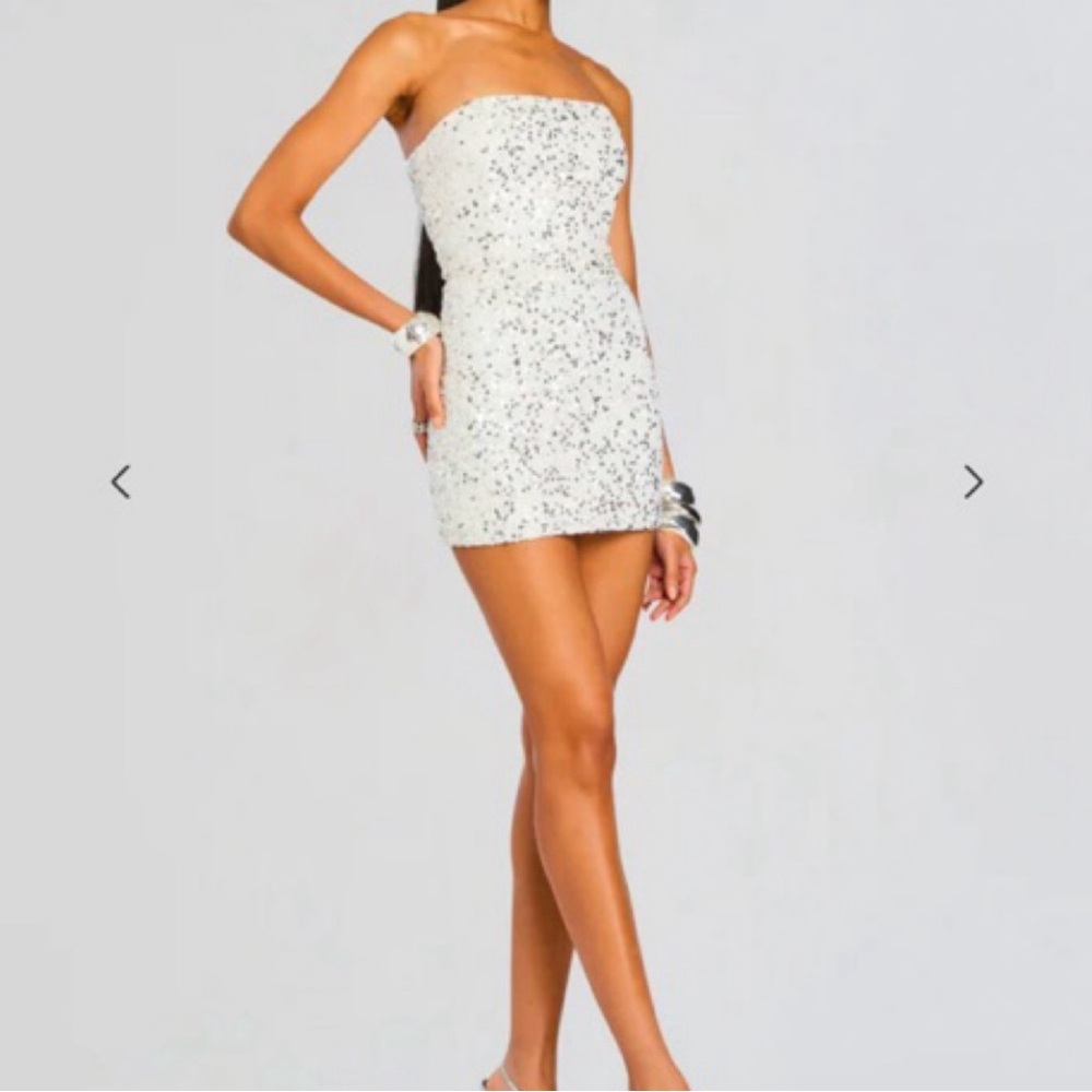 Retrofete Heather White Sequin Mini Dress
